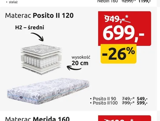 Materac Posito II 120 H2 - średni wysokość 20cm promocja w Black Red White