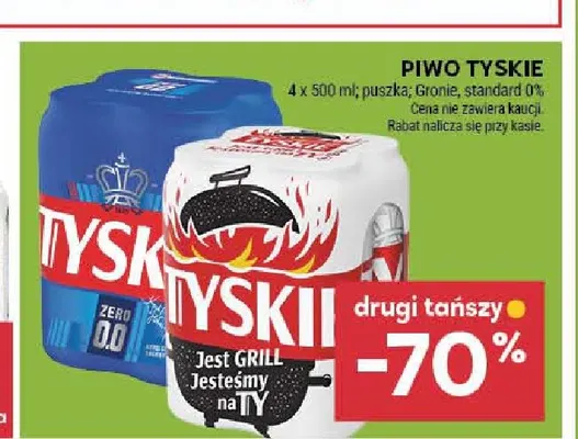Piwo bezalkoholowe Tyskie 4-pak 500 ml promocja w Stokrotka