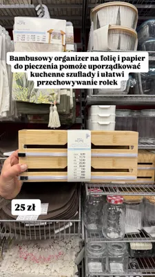 Bambusowy organizer na folię i papier Pepco Home promocja w Pepco