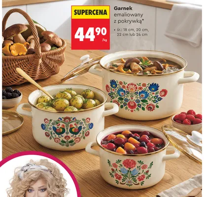 Garnek emaliowany z pokrywką Mg Home 18 cm promocja w Biedronka