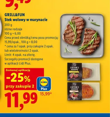 Stek wołowy w marynacie GRILL & FUN promocja w Lidl