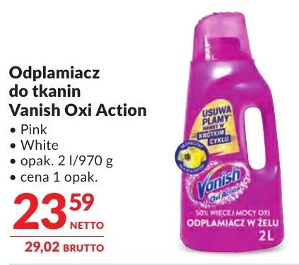 Odplamiacz do tkanin Vanish Oxi Action Pink promocja w Makro