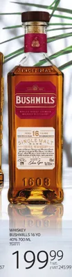 Whiskey Bushmills 16 YO 40% promocja w Selgros