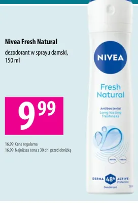 Dezodorant w sprayu damski Nivea Fresh Natural promocja w Hebe