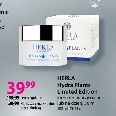 Krem do twarzy na noc lub na dzień Hydra Plants Limited Edition promocja w Hebe