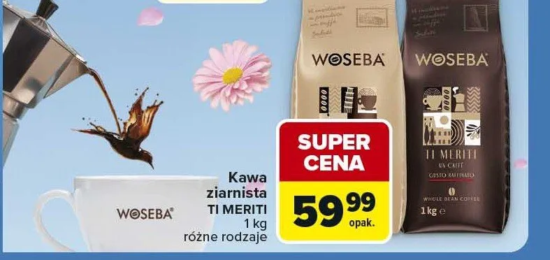 Kawa ziarnista WOSEBA TI MERITI promocja w Carrefour