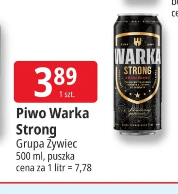 Piwo Warka Strong promocja w Leclerc