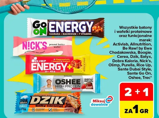 Baton Go On Energy Peanut Caramel & Milk Chocolate promocja w Carrefour Market
