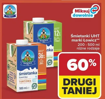 Śmietanki UHT Łowicz promocja w Carrefour