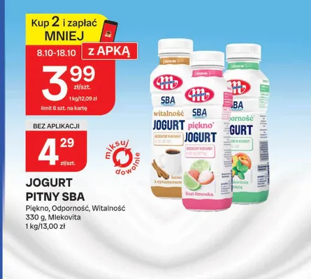 Jogurt pitny SBA Witalność Mlekovita promocja w Chorten
