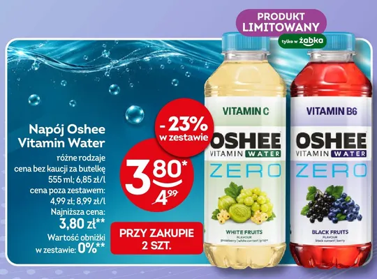 Napój Oshee Vitamin Water Zero Vitamin B6 Black Fruits promocja w Żabka