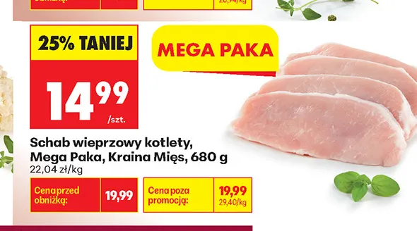 Schab wieprzowy kotlety Mega Paka Kraina Mięs promocja w Biedronka