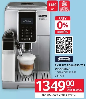 Ekspres ECAM350.75S Dinamica DeLonghi promocja w Selgros
