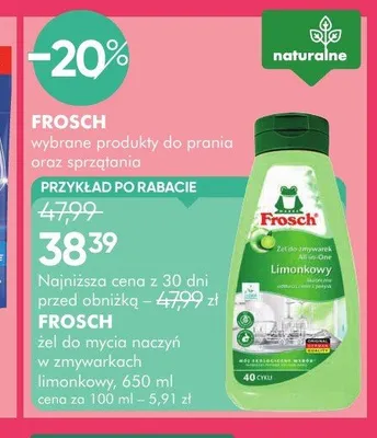 Żel do mycia naczyń w zmywarkach Frosch Limonkowy promocja w Super-Pharm