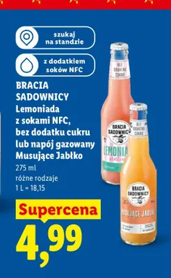 Lemoniada z sokami NFC bez dodatku cukru Bracia Sadownicy promocja w Lidl