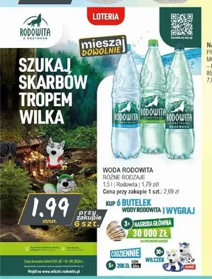 Woda mineralna gazowana Rodowita delikatnie promocja w Słoneczko