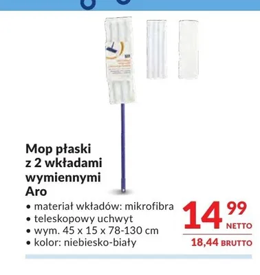 Mop płaski z 2 wkładami wymiennymi Aro promocja w Makro