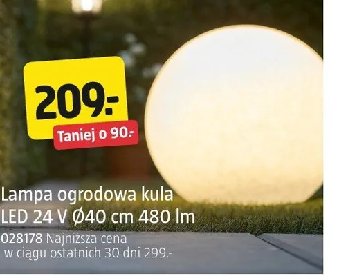 Lampa ogrodowa kula Anslut LED 24V Ø40cm 480lm promocja w Jula