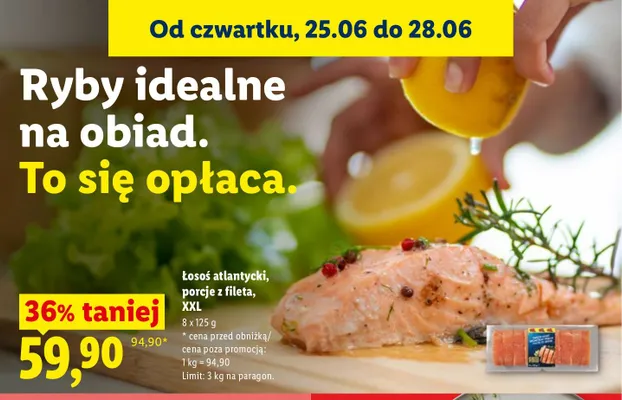 Łosoś atlantycki porcje z fileta XXL 8-pak promocja w Lidl