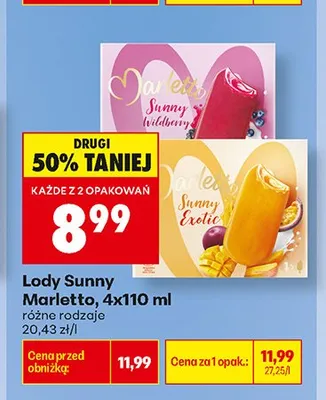 Lody Sunny Marletto Exotic 4-pak promocja w Biedronka