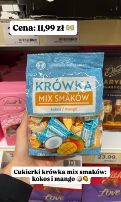 Cukierki krówki Jutrzenka Dobre Miasto mix smaków kokos i mango promocja w Dino