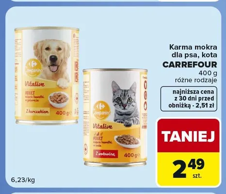 Karma mokra dla psa z kurczakiem Carrefour promocja w Carrefour Market