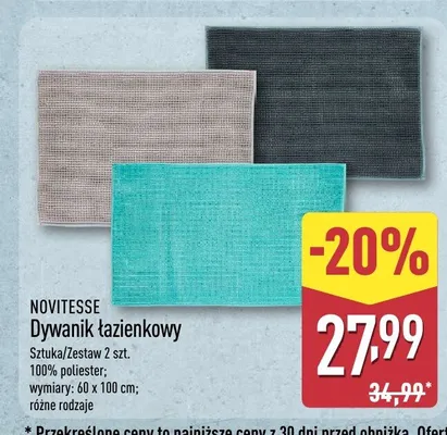 Dywanik łazienkowy Novitesse promocja w Aldi