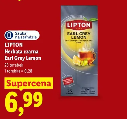 Herbata czarna Earl Grey Lemon Lipton promocja w Lidl