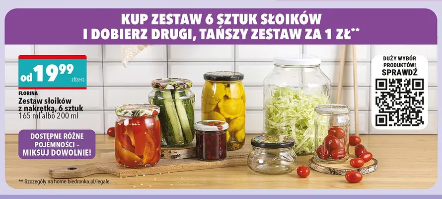 Zestaw słoików z nakrętką Florina 6-pak 165 ml promocja w Biedronka