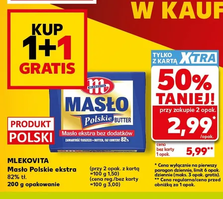 Masło Polskie ekstra Mlekovita 82% promocja w Kaufland
