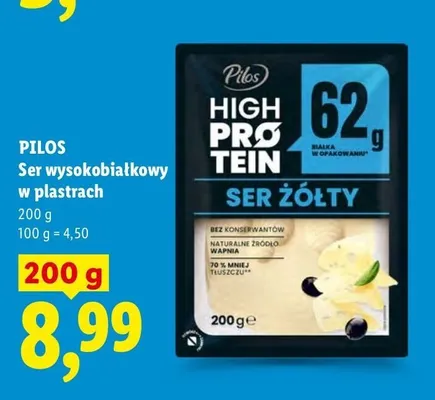 Ser wysokobiałkowy w plastrach Pilos High Protein promocja w Lidl
