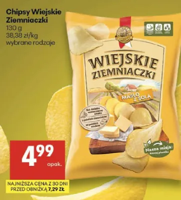 Chipsy wiejskie ziemniaczki Maślanka promocja w Delikatesy Centrum