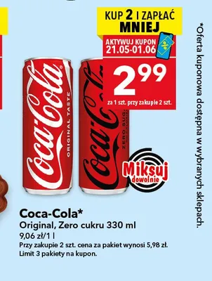 Napój gazowany Coca-Cola Zero cukru promocja w LEWIATAN