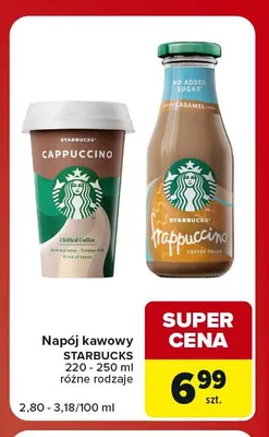 Napój kawowy Starbucks Frappuccino Caramel promocja w Carrefour Market