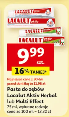 Pasta do zębów Lacalut Aktiv Herbal lub Multi Effect promocja w Auchan