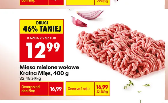 Mięso mielone wołowe Kraina Mięs promocja w Biedronka