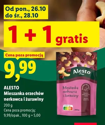 Mieszanka orzechów nerkowca i żurawiny Alesto promocja w Lidl
