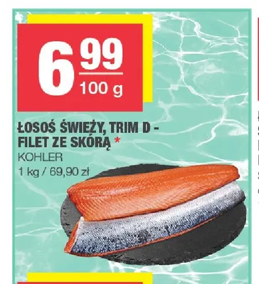 Łosoś świeży trim D filet ze skórą Kohler promocja w SPAR