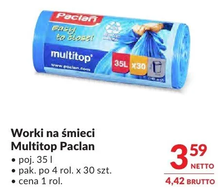 Worki na śmieci Multitop Paclan promocja w Makro