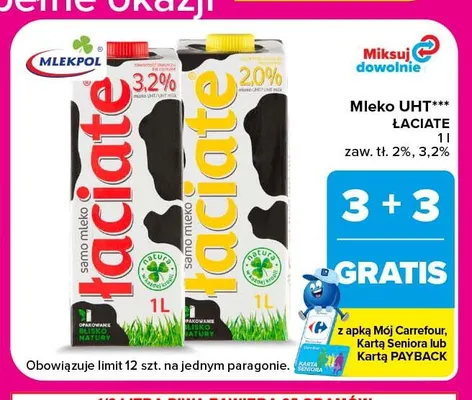 Mleko UHT Łaciate 2% promocja w Carrefour