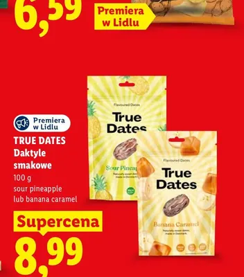 Daktyle smakowe sour pineapple True Dates promocja w Lidl