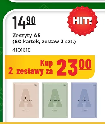 Zeszyty A5 Interdruk Academy 3-pak 60 kartek promocja w MR. DIY