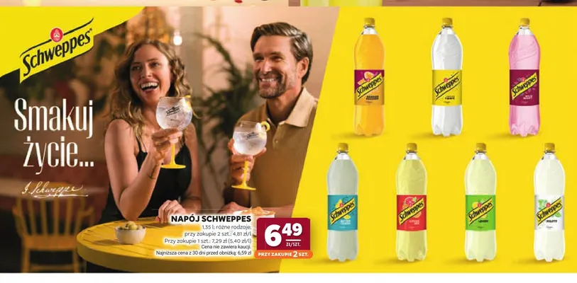 Napój gazowany Schweppes promocja w Stokrotka