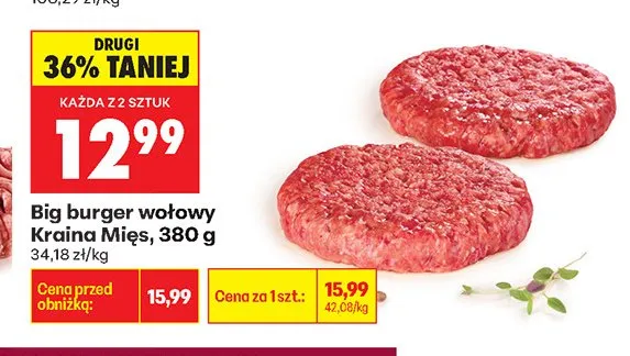 Big burger wołowy Kraina Mięs promocja w Biedronka