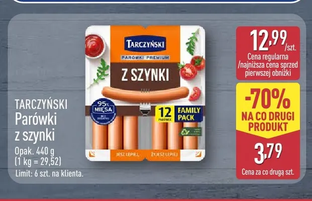 Parówki z szynki Tarczyński promocja w Aldi