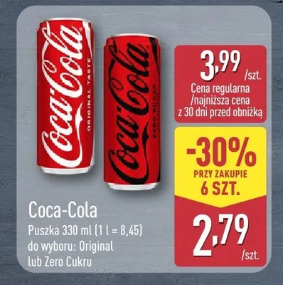 Napój gazowany Coca-Cola Zero Cukru promocja w Aldi