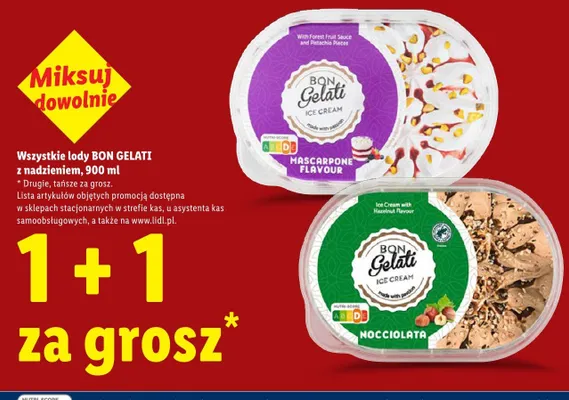 Lody z nadzieniem 1+1 za grosz promocja w Lidl