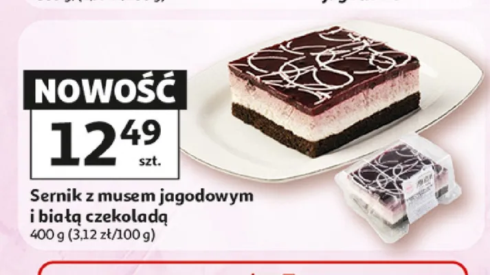 Sernik z musem jagodowym i białą czekoladą promocja w Auchan