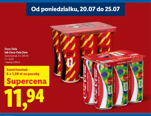 Napój gazowany Coca-Cola 6-pak 330 ml promocja w Lidl