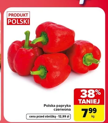Papryka czerwona polska promocja w Carrefour Market